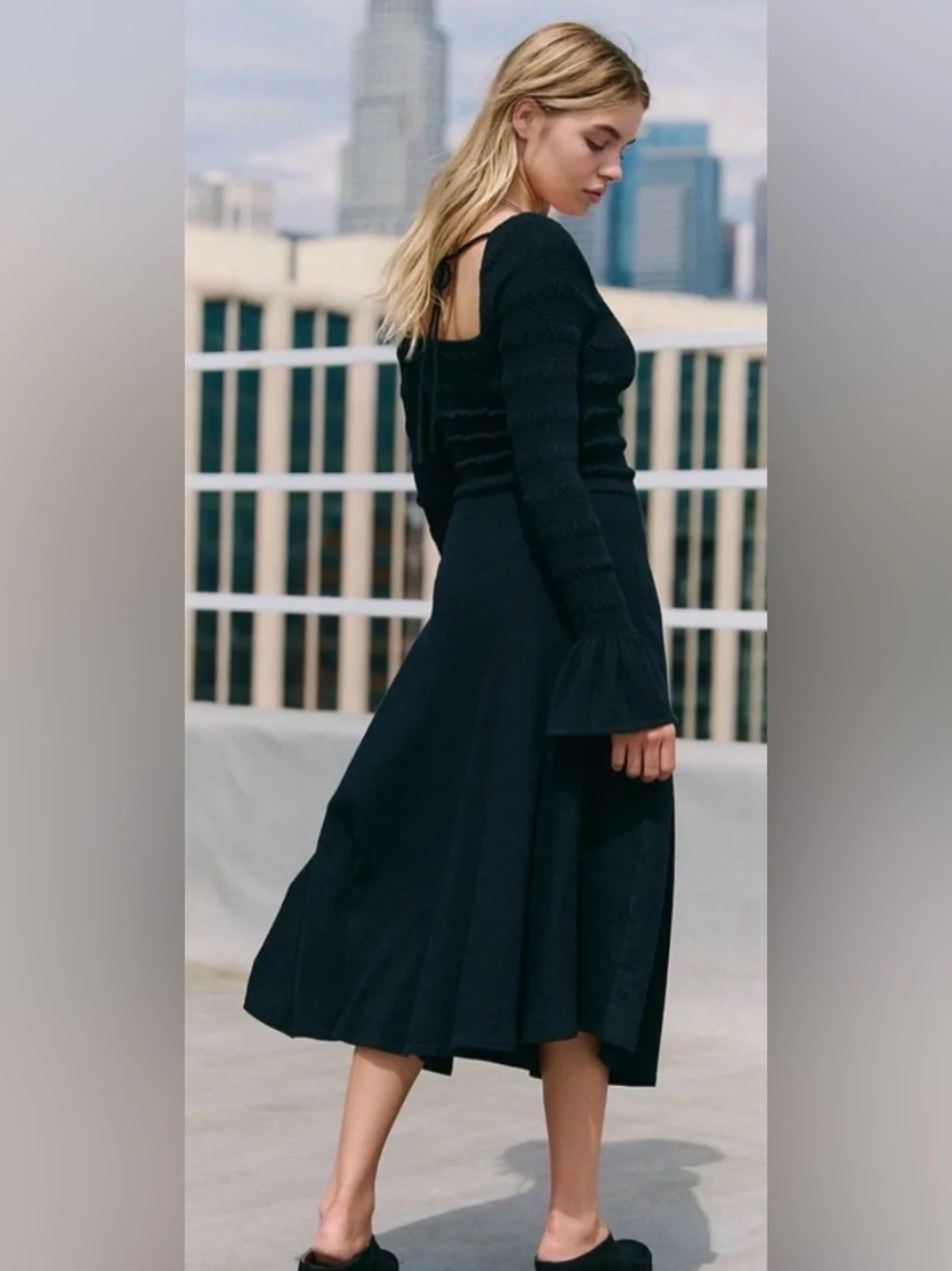 Free People Kiera Midi Dress. NWT. Black